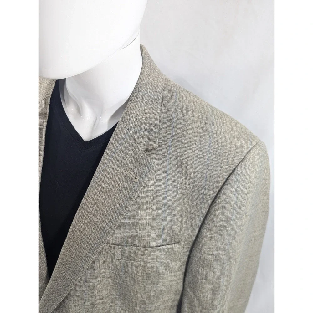 Jos. A.‎ Bank Blazer Coat Sport Suit Jacket Silk/Wool Blend Glenn Check 46R 48